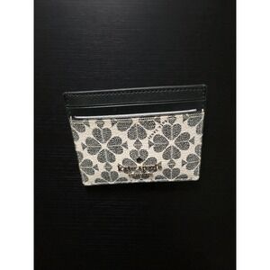 Kate Spade New York Clover Card Holder Wallet Black White Monogram